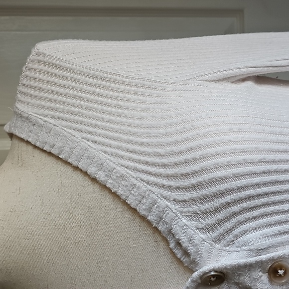 Loft Cream Ribbed Button Sweater - Picture 4 of 4
